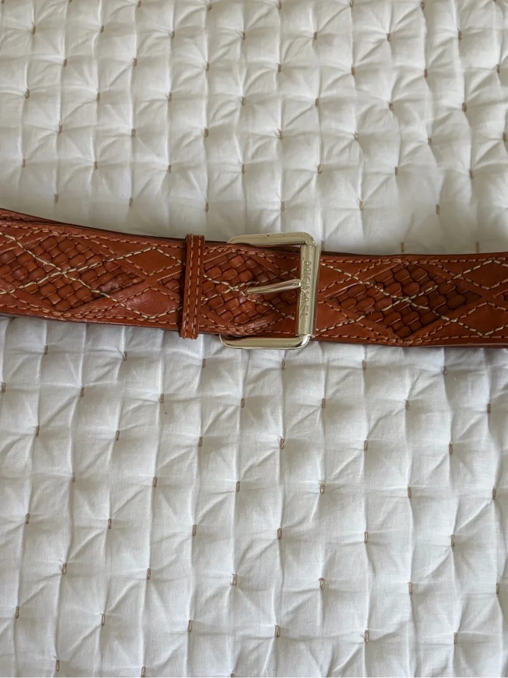 NWOT Michael Kors Brown Woven Leather Belt with Silver Buckle